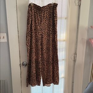Leopard Print Wide-Leg Pants